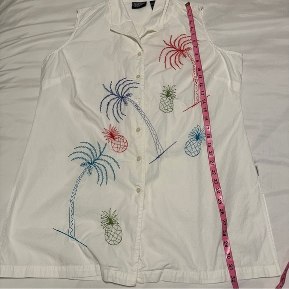 Tropical Embroidered White Button-Down Swim Coverup - Picture 8 of 8